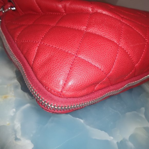 Chanel Shopping Expandable Zip Around Cc Caviar Leather Shoulder Bag - Picture 8 of 13